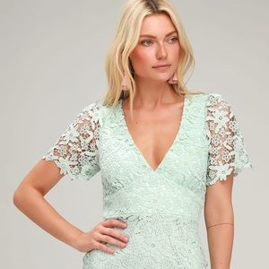Sweetie Mint Lace Short Sleeve Mini Dress